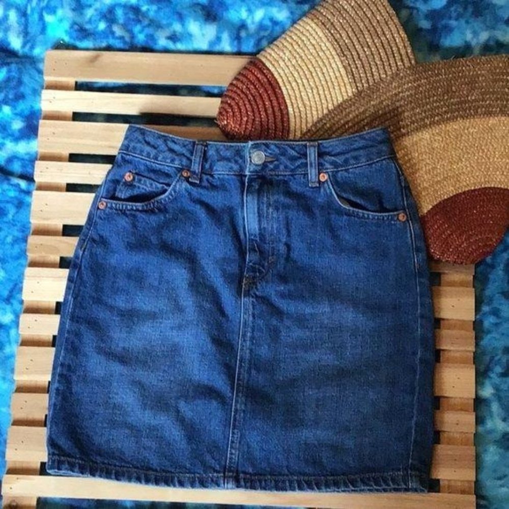 TOPSHOP Moto 5 pocket Denim Skirt